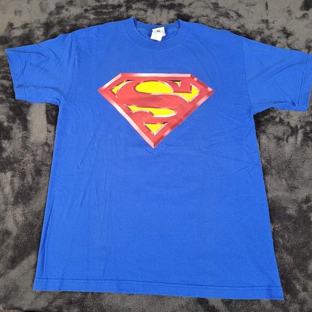 Superman Vintage Y2K Men's Graphic Tee Size LG 2000 Warner Bros Studio Store DC